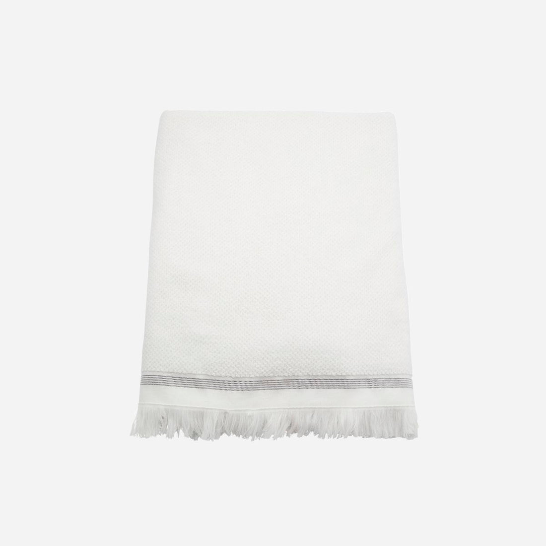 Meraki-Håndklæde, 100x180 cm, Hvid med grå striber-l: 100 cm, w: 180 cm