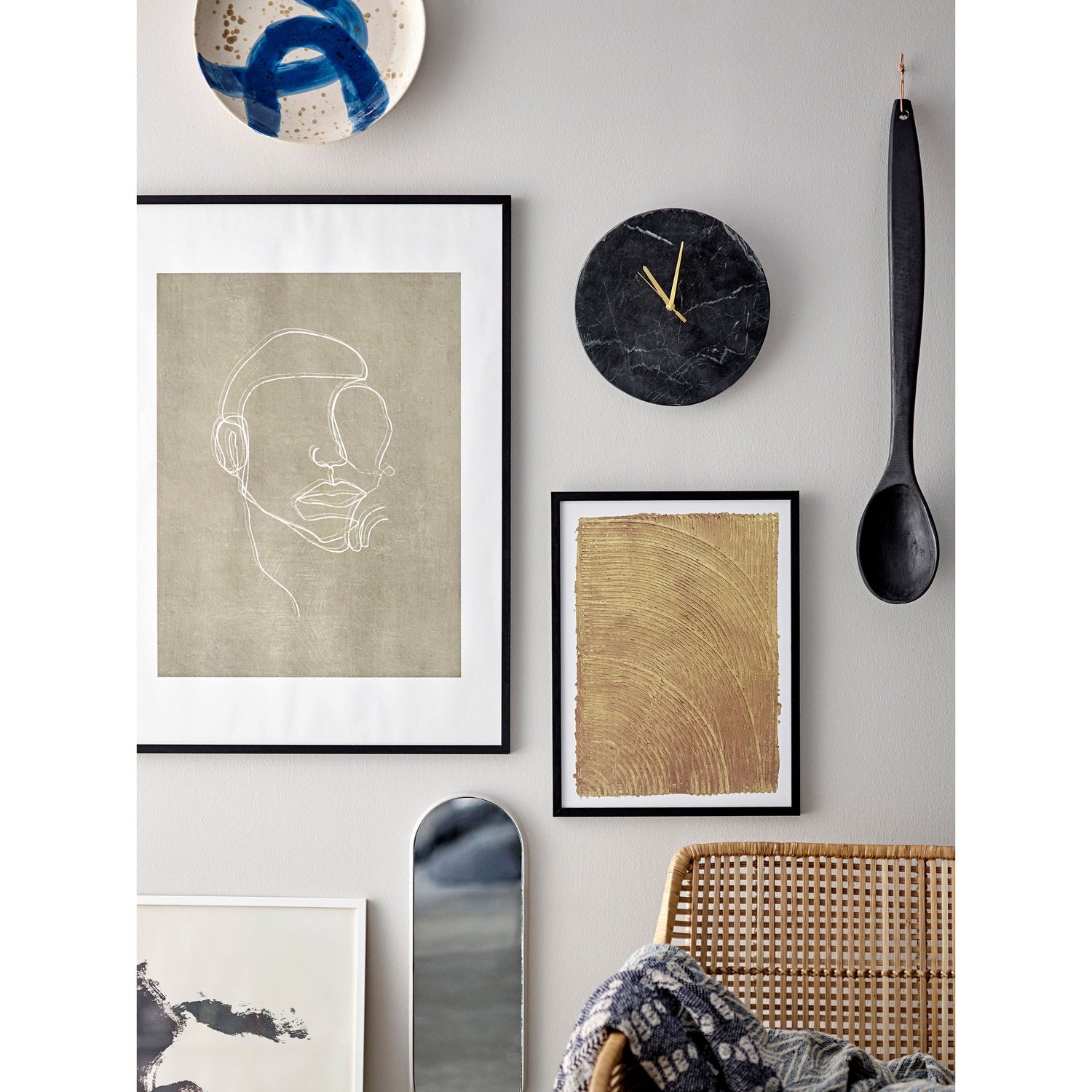 Bloomingville Jamin Wall Clock, Sort, Marmor