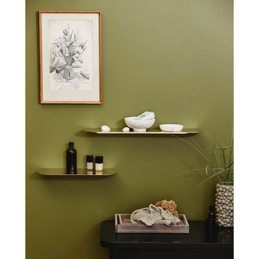 FANOE hylde i jern - large - L52 cm - guld finish