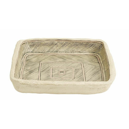 Nordal ART vægdekoration i papmaché - 32x32 cm - beige/sort