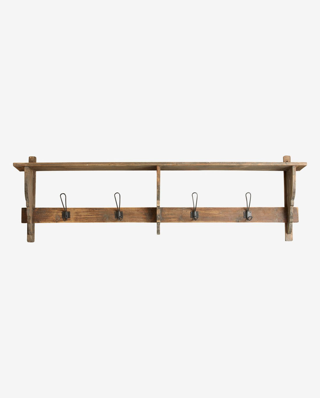 Nordal A/S CARONU shelf, 4 hooks, reclaimed wood - nature