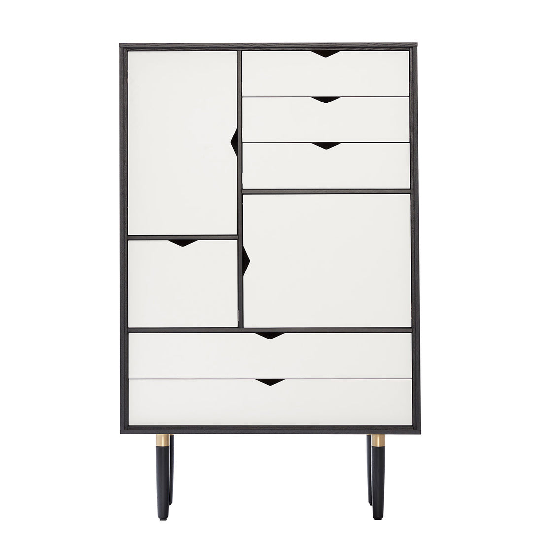 Andersen Furniture - S5 opbevaringsmøbel i sort med hvid front - B83xD43xH132 cm - Andersen Furniture - DesignGaragen.dk