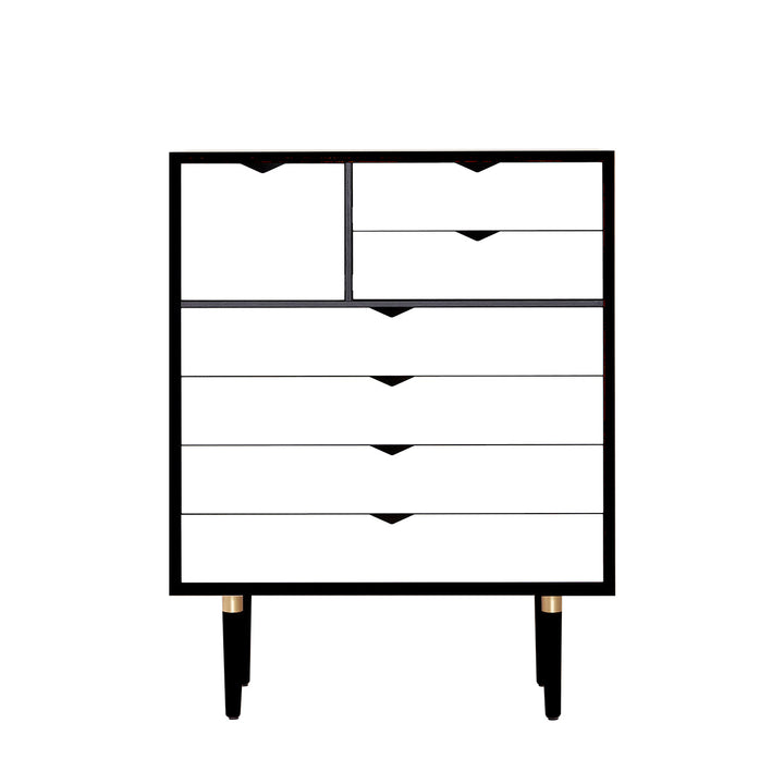 Andersen Furniture S8 kommode  i sort med hvide fronter - B83xD43xH107 cm - DesignGaragen.dk.