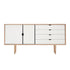 Andersen Furniture S6 sideboard i eg/sæbe med hvide fronter - B163xD43xH80 cm - DesignGaragen.dk.
