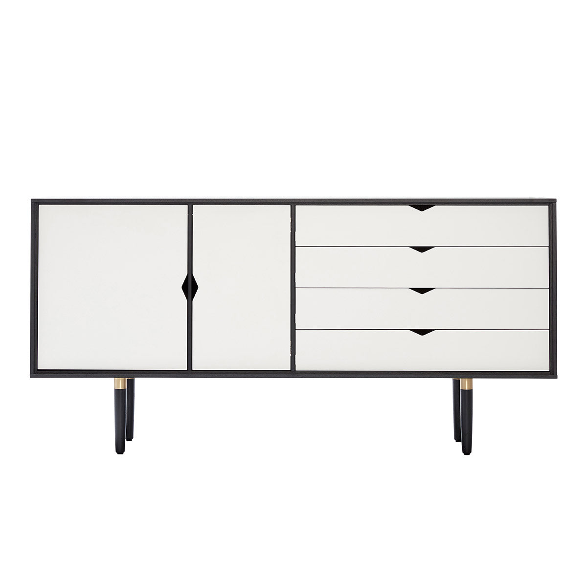 Andersen Furniture S6 sideboard i sort med hvide fronter - B163xD43xH80 cm - DesignGaragen.dk.