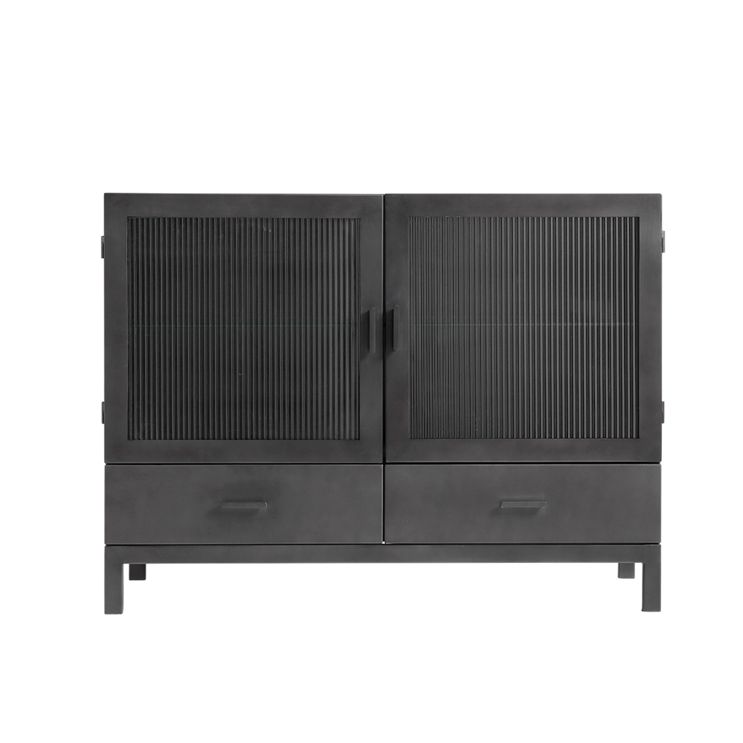 Muubs Vitrine skab Dallas - Sort (LGB) - Jern - W: 120 H: 90 D: 42 cm - DesignGaragen.dk.
