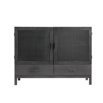 Vitrine skab Dallas - Sort (LGB) - Jern - W: 120 H: 90 D: 42 cm - Muubs - DesignGaragen.dk