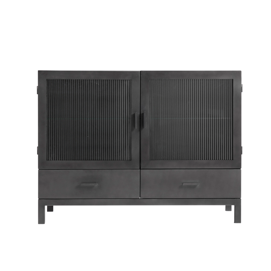 Muubs Vitrine skab Dallas - Sort (LGB) - Jern - W: 120 H: 90 D: 42 cm - DesignGaragen.dk.