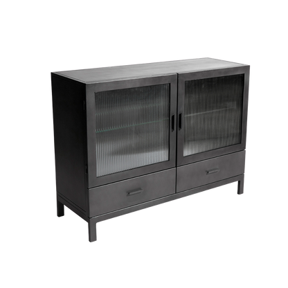 Vitrine skab Dallas - Sort (LGB) - Jern - W: 120 H: 90 D: 42 cm - Muubs - DesignGaragen.dk