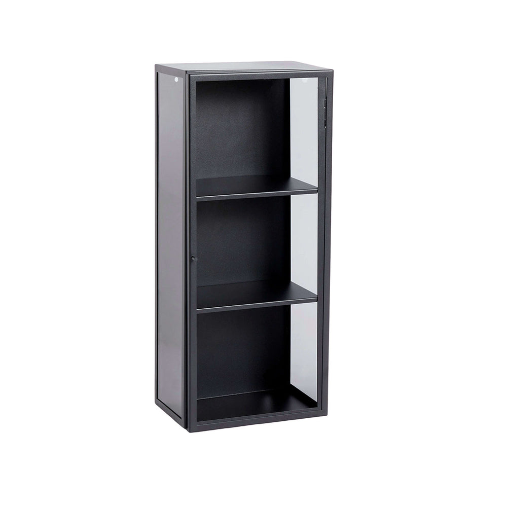 Muubs Skab Atlanta S - Sort m/grå glas - Jern og hærdet glas - W: 30 H: 70 D: 20 cm - DesignGaragen.dk.