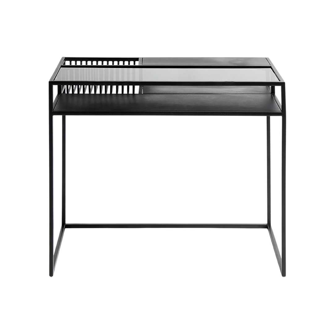 Muubs Skrivebord Denver - Sort m/sort glas - Jern og hærdet glas - W: 90 H: 74 D: 50 cm - DesignGaragen.dk.