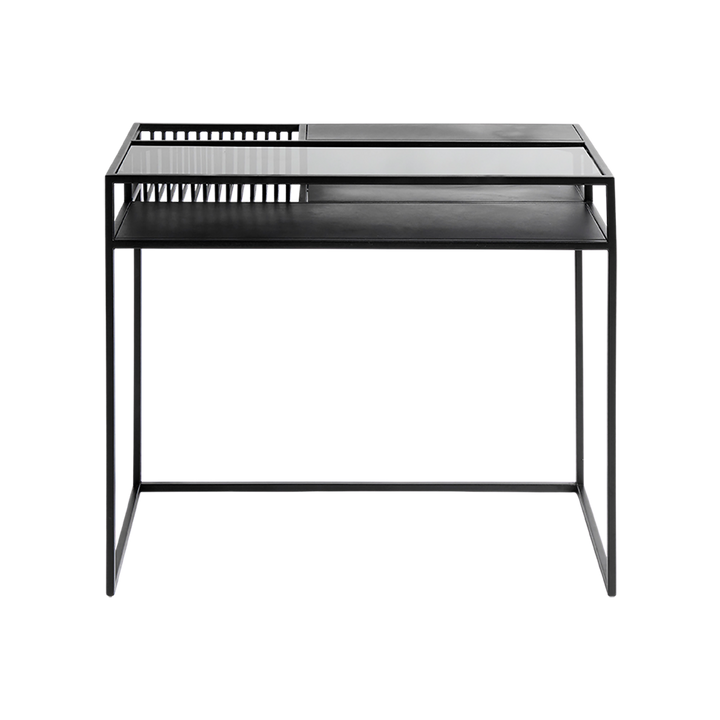 Muubs Skrivebord Denver - Sort m/sort glas - Jern og hærdet glas - W: 90 H: 74 D: 50 cm - DesignGaragen.dk.