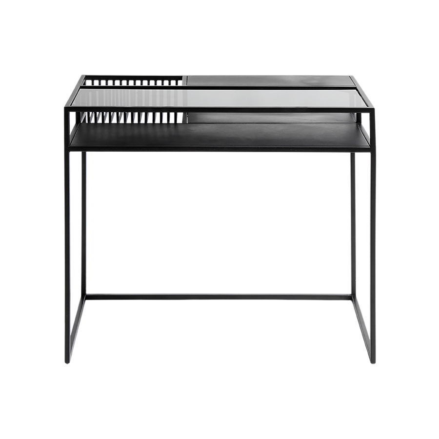 Muubs Skrivebord Denver - Sort m/sort glas - Jern og hærdet glas - W: 90 H: 74 D: 50 cm - DesignGaragen.dk.