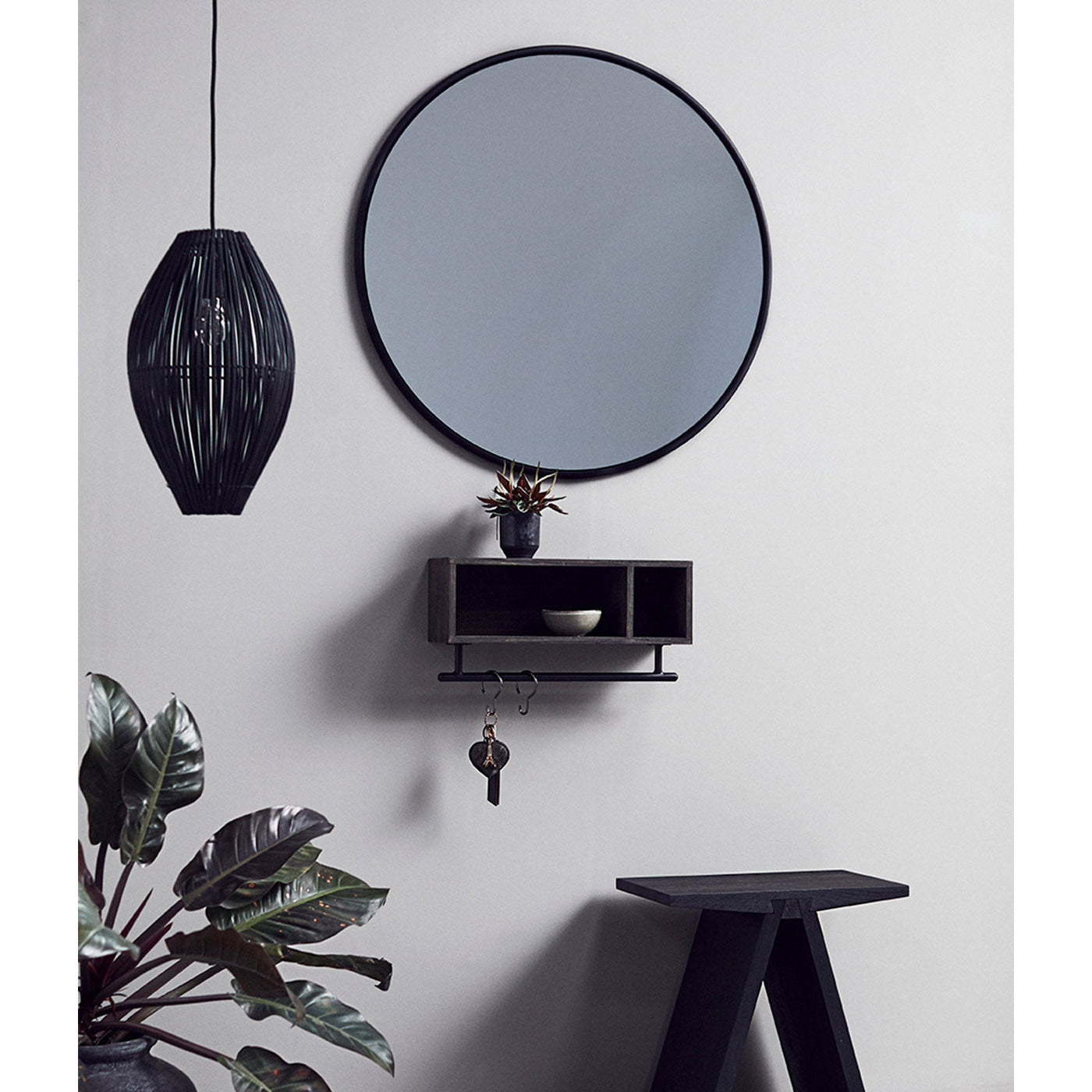 Muubs Lampe Fishtrap S - Sort - Bambus/metal - H: 29,5 Ø: 23 cm - DesignGaragen.dk.