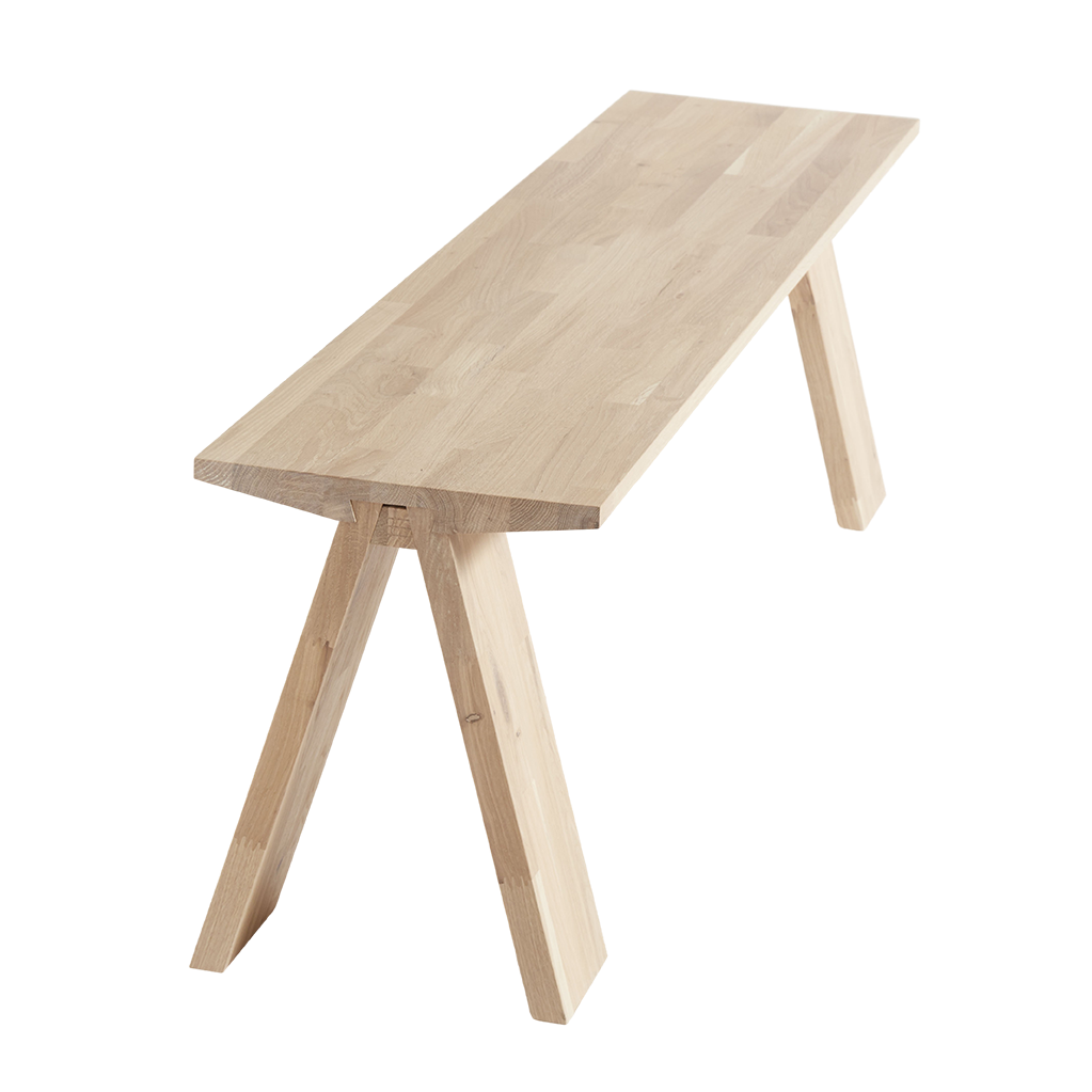 Muubs Bænk Angle, Eg Natur/hvidolieret - B: 160 H: 46 D: 35 cm - DesignGaragen.dk.