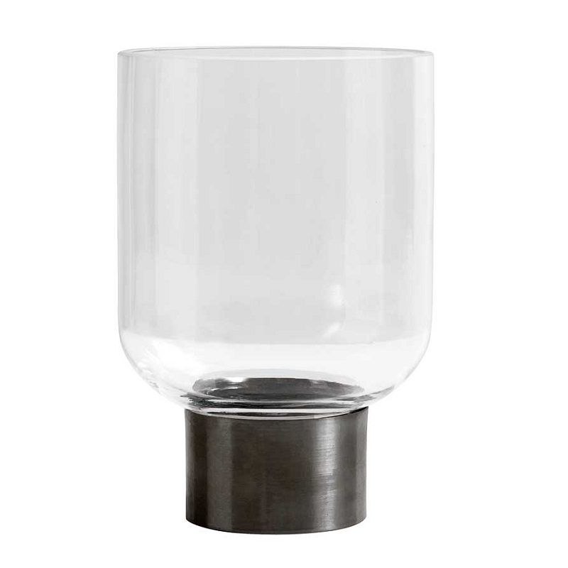 Nordal Ring Deco Vase Clear/Iron Base h15xØ10 cm