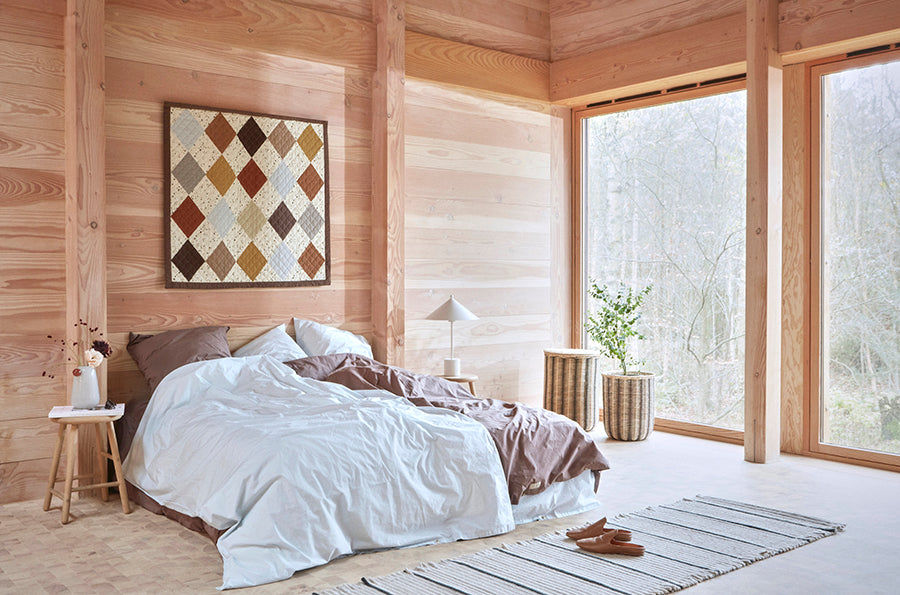 OYOY LIVING Stribet Vasketøjskurv - Nature / Black