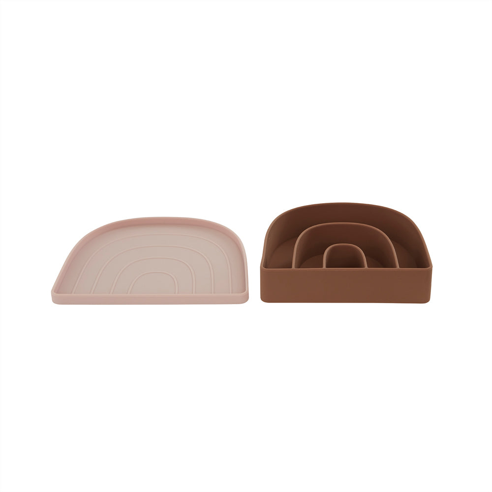 OYOY MINI Regnbue Tallerken &amp;amp; Skål - Rose / Fudge