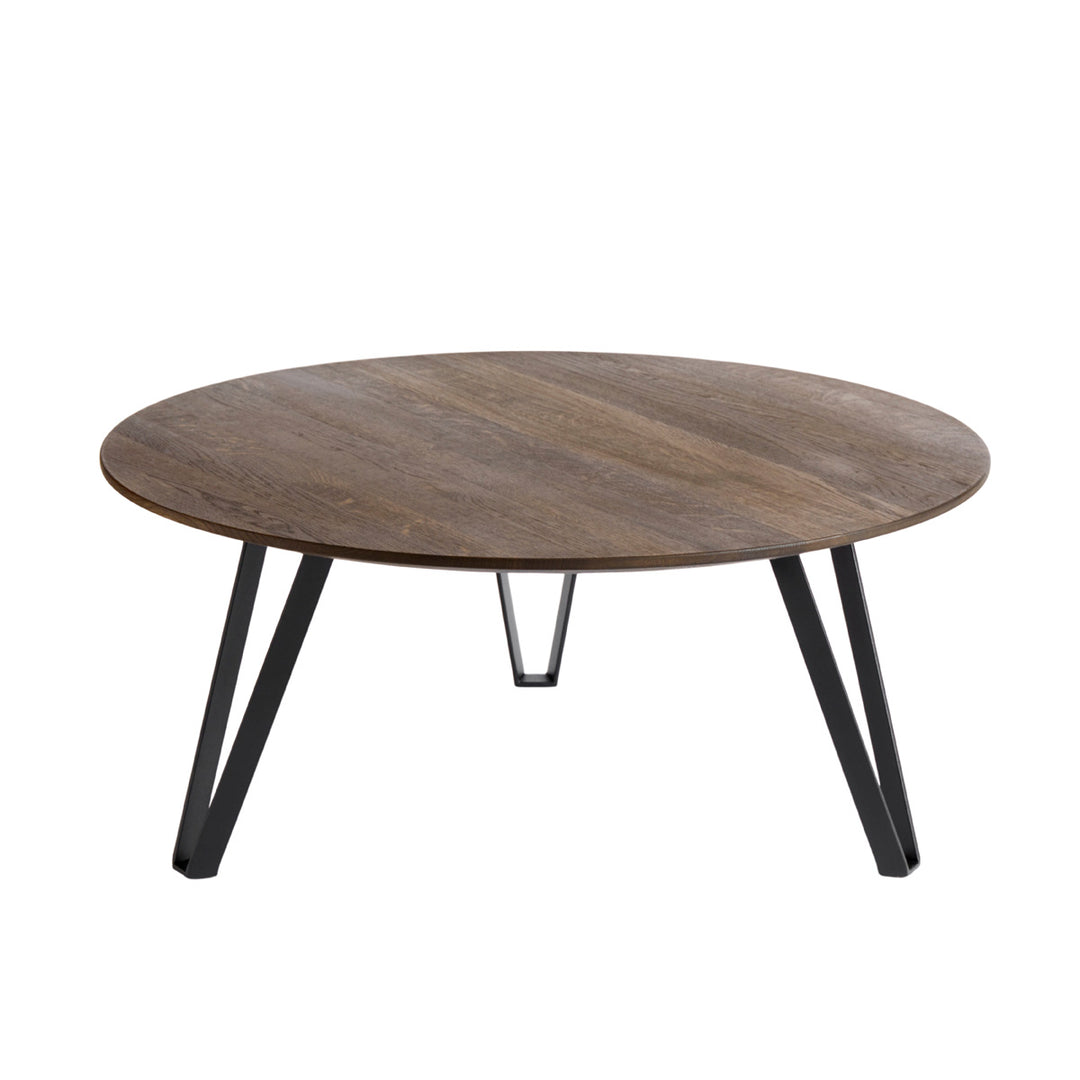 Muubs Sofabord Space Smoked Ø90 - Røget - Eg m/ stålben - H: 43 Ø: 90 cm - DesignGaragen.dk.