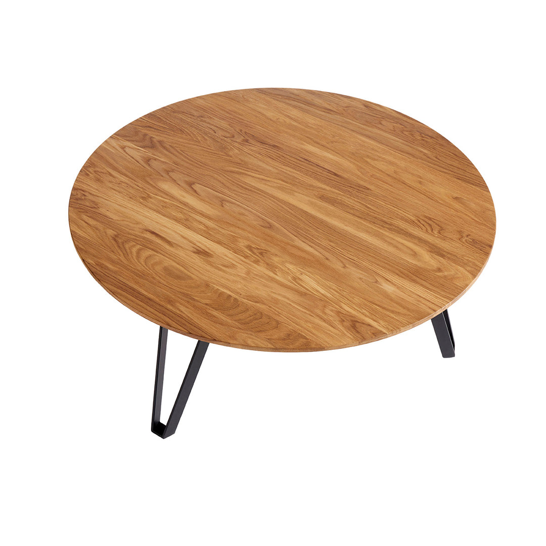 Muubs Sofabord Space Natural Ø90 - A03 Natural oil - Eg m/ stålben - H: 43 Ø: 90 cm - DesignGaragen.dk.