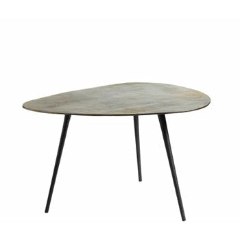 Muubs Sofabord Hitch Organic Round - Antique brass/black - Iron frame w/ alu top - W: 75 H: 47,5 L: 75 cm - DesignGaragen.dk.