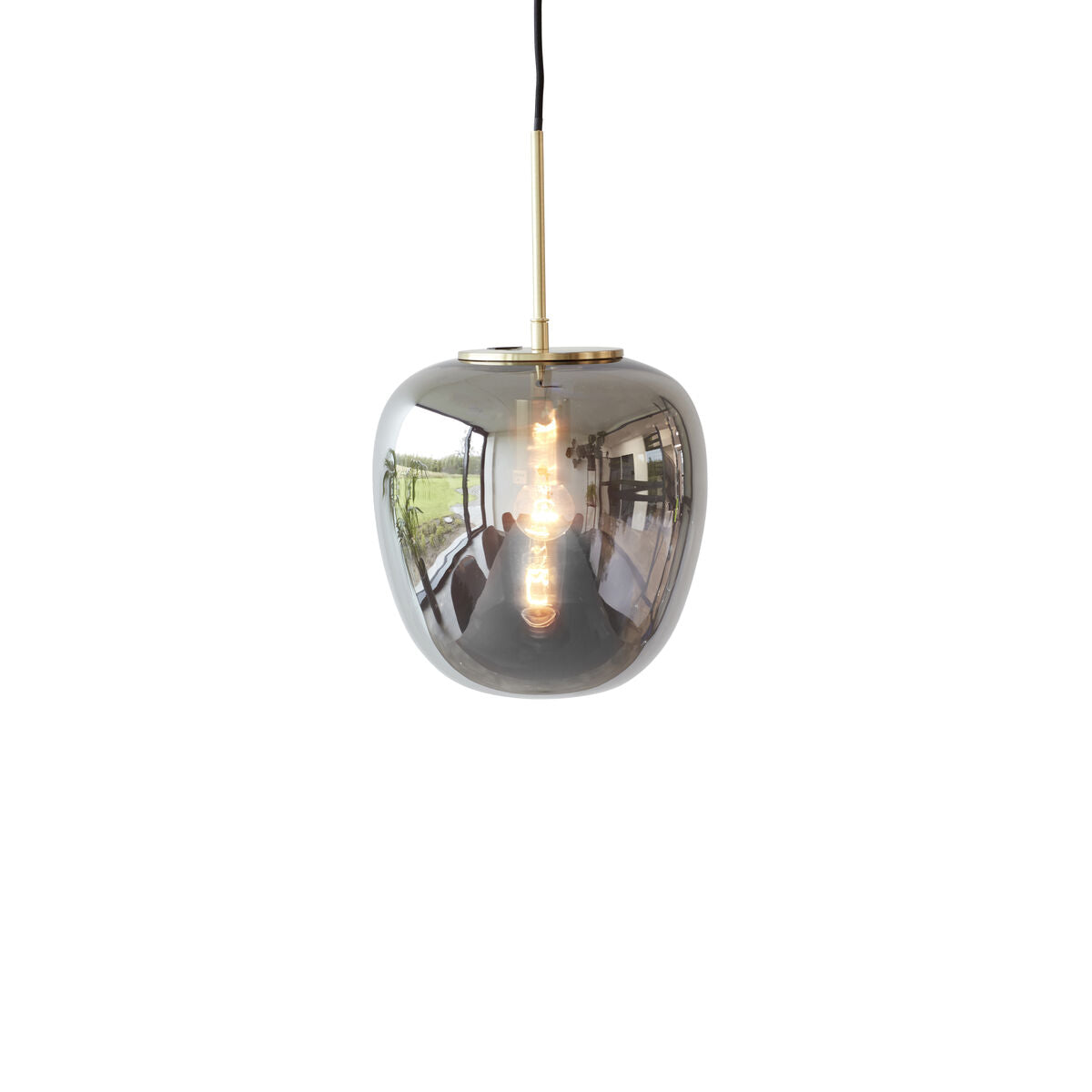 Hübsch - Lampe, glas, spejl/messing - ø30xh36cm, E27