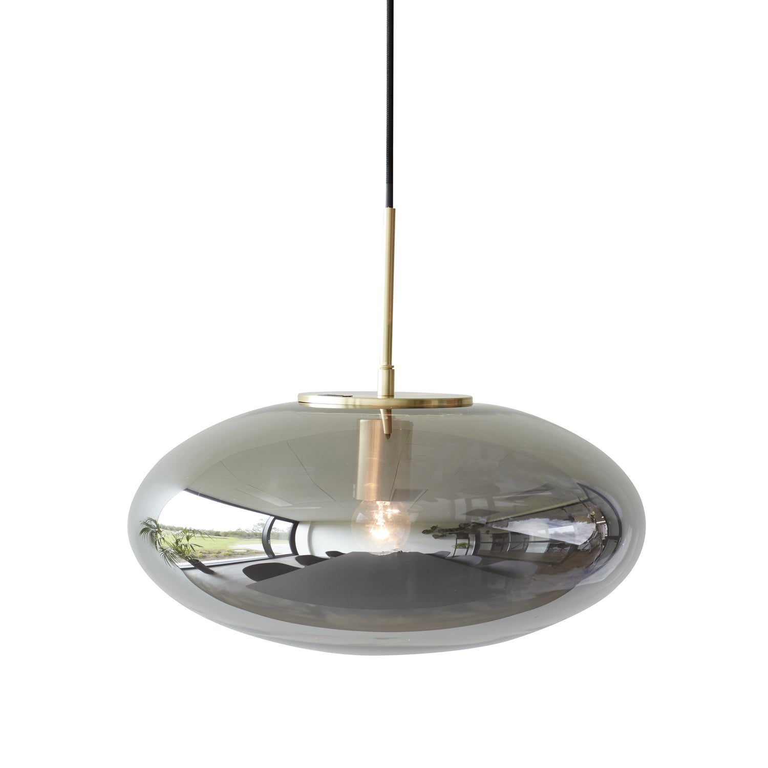 Hübsch Lampe, glas, spejl/messing - ø40xh36cm, E27/40W - DesignGaragen.dk.