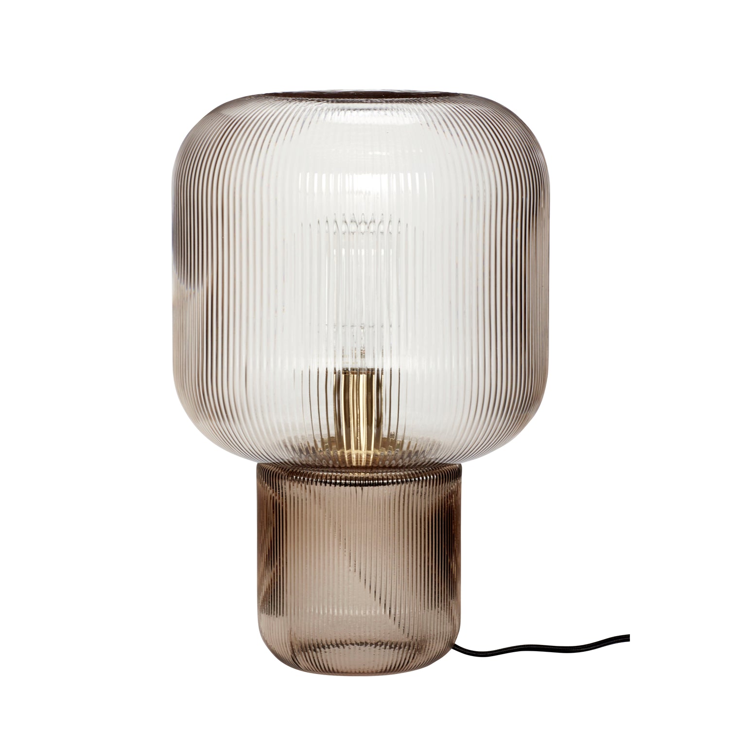 Hübsch Bordlampe, glas, røget - ø27xh42cm, E27 - DesignGaragen.dk.