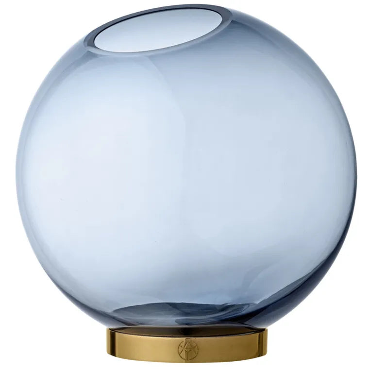 AYTM Globe Rund Glasvase Navy/Guld lille