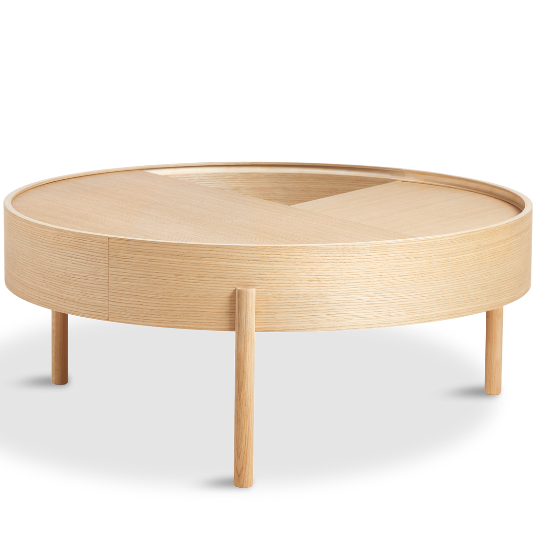 WOUD -  Arc coffee table (89 cm) - White pigmented lacquered oak