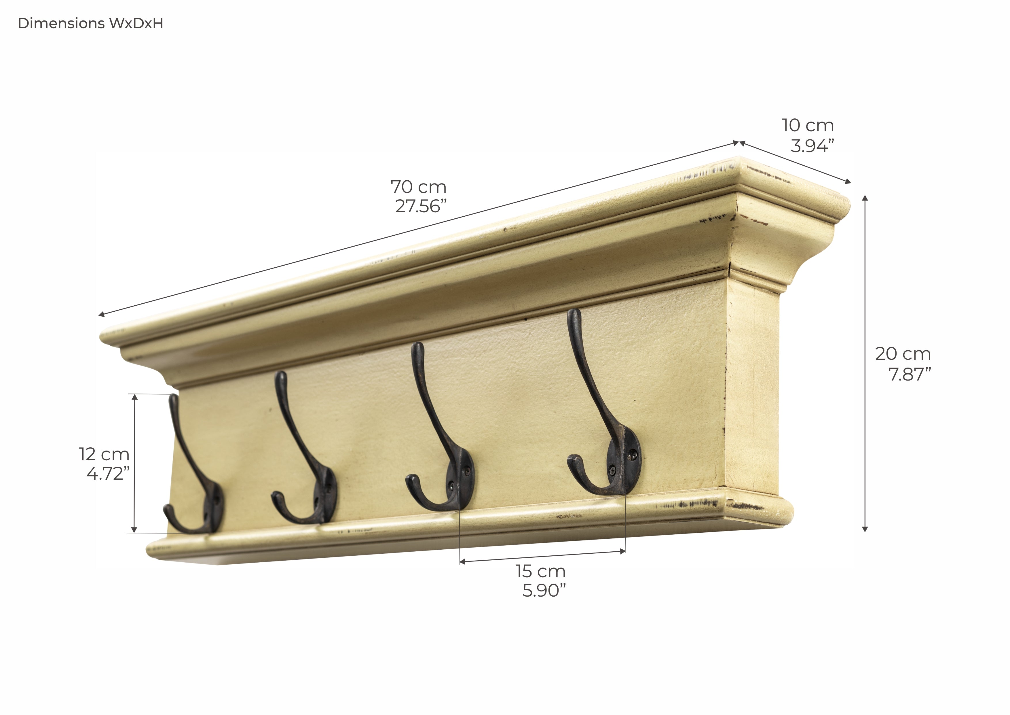 Halifax Knagerække Farve 4 Kroge Gul Brun Antik - NovaSolo - DesignGaragen.dk