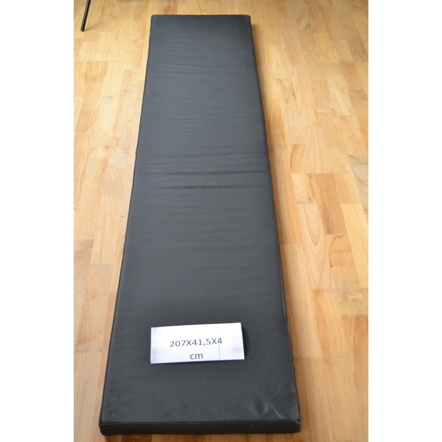 Sort læderhynde 207x41,5x4 cm