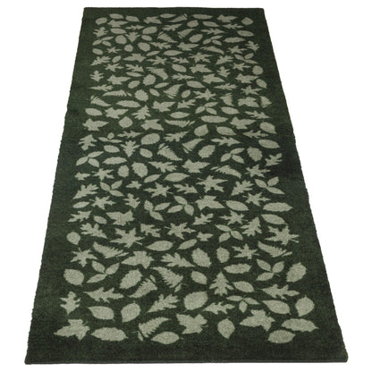 GULVMÅTTE 67 x 200 CM - LEAVES/DARK GREEN