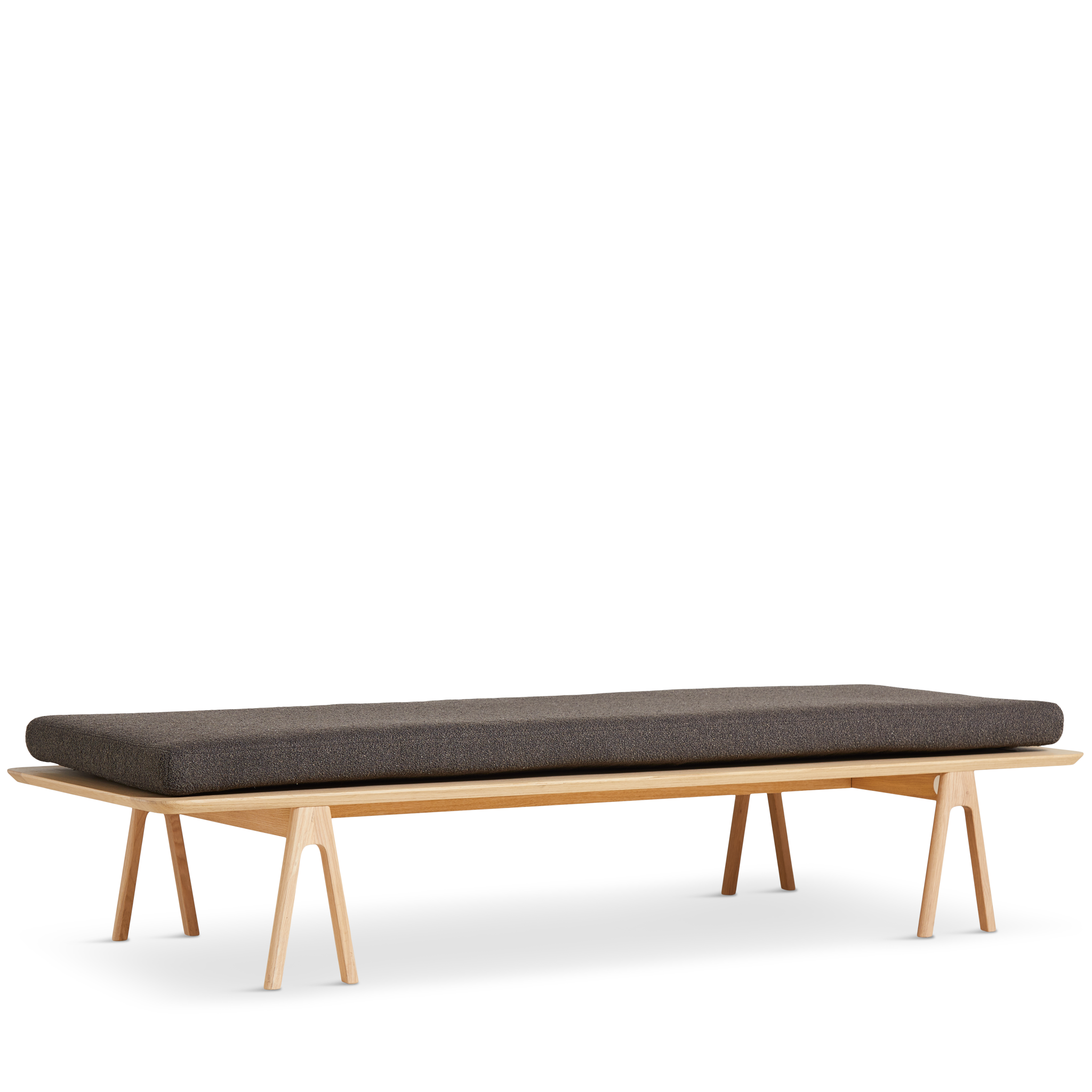 WOUD -  Level daybed - Dark brown bouclé/oak 190x76,50x41 cm