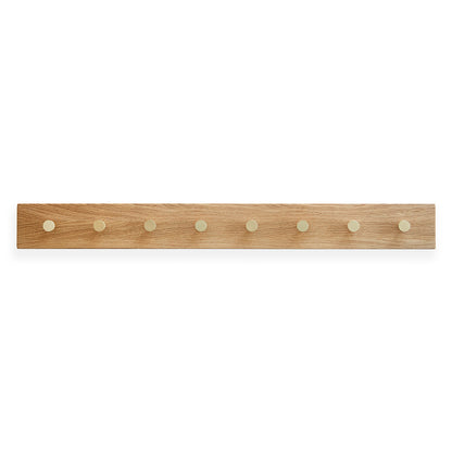 OAK Knagerække Egetræ Med Messing Knager - 100 cm