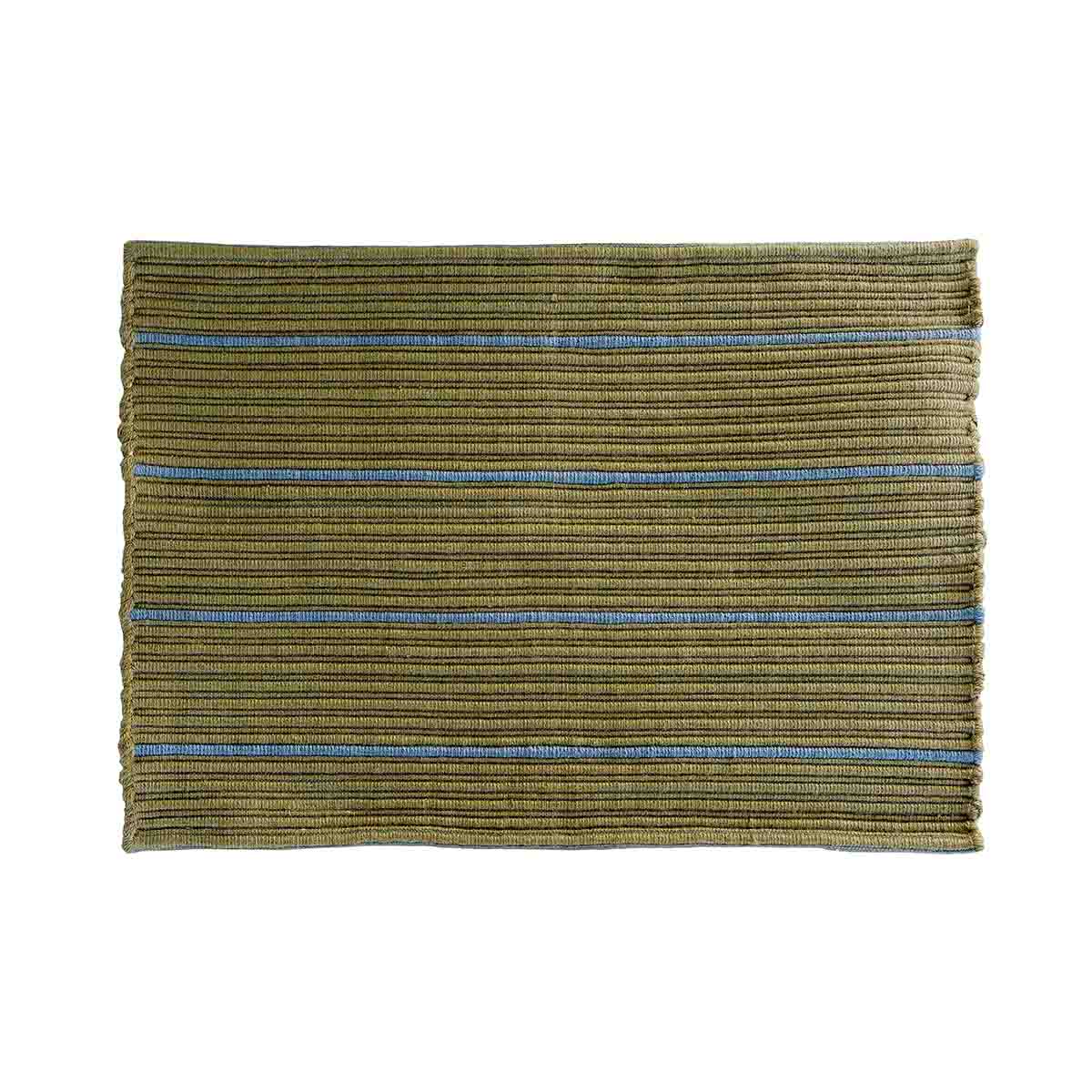 STRIPE dørmåtte 50x72 cm - olive/blå - genanvendt polyester