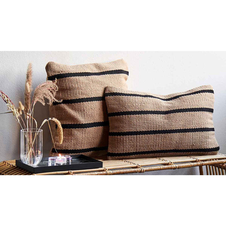 STRIPE pudebetræk 50x50 cm - beige/sort