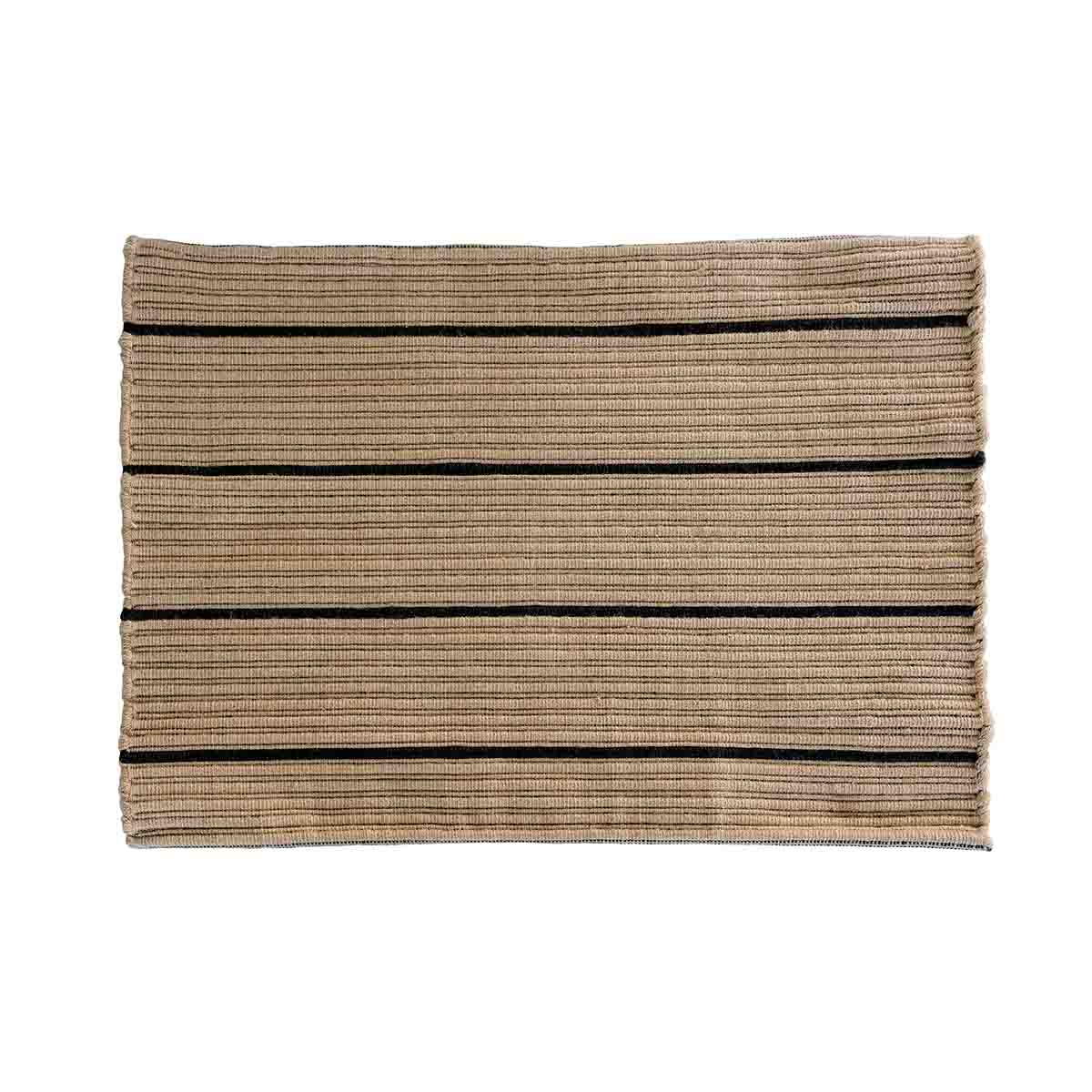 STRIPE dørmåtte 50x72 cm - beige/sort - genanvendt polyester - MOUD HOME - DesignGaragen.dk