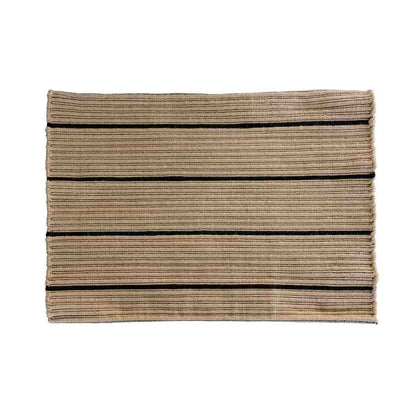 STRIPE dørmåtte 50x72 cm - beige/sort - genanvendt polyester - MOUD HOME - DesignGaragen.dk