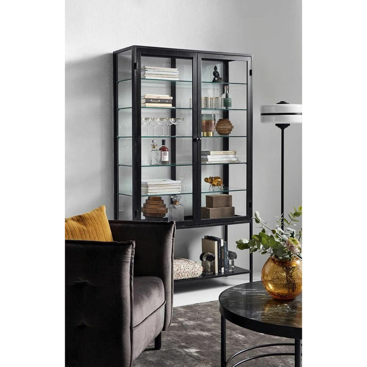 Nordal MONDO vitrineskab i jern - 198x112 - sort - Nordal - DesignGaragen.dk