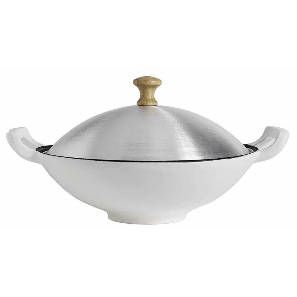 Nordal Emaljeret wok med låg i aluminium - hvid