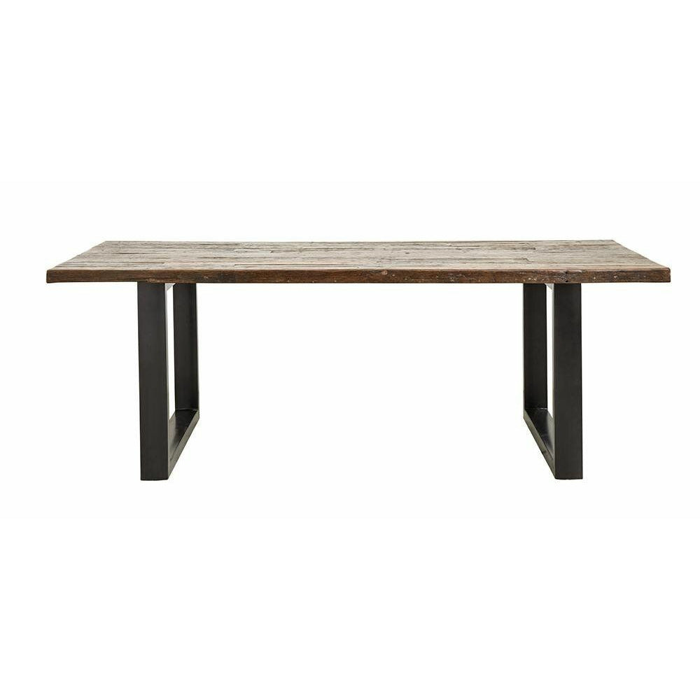 Nordal VINTAGE spisebord i træ og jern - 220x100 - natur/sort