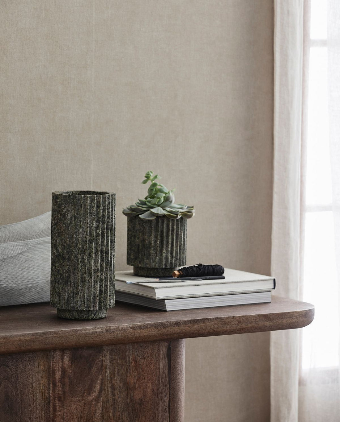 LOON urtepotte - grøn marmor