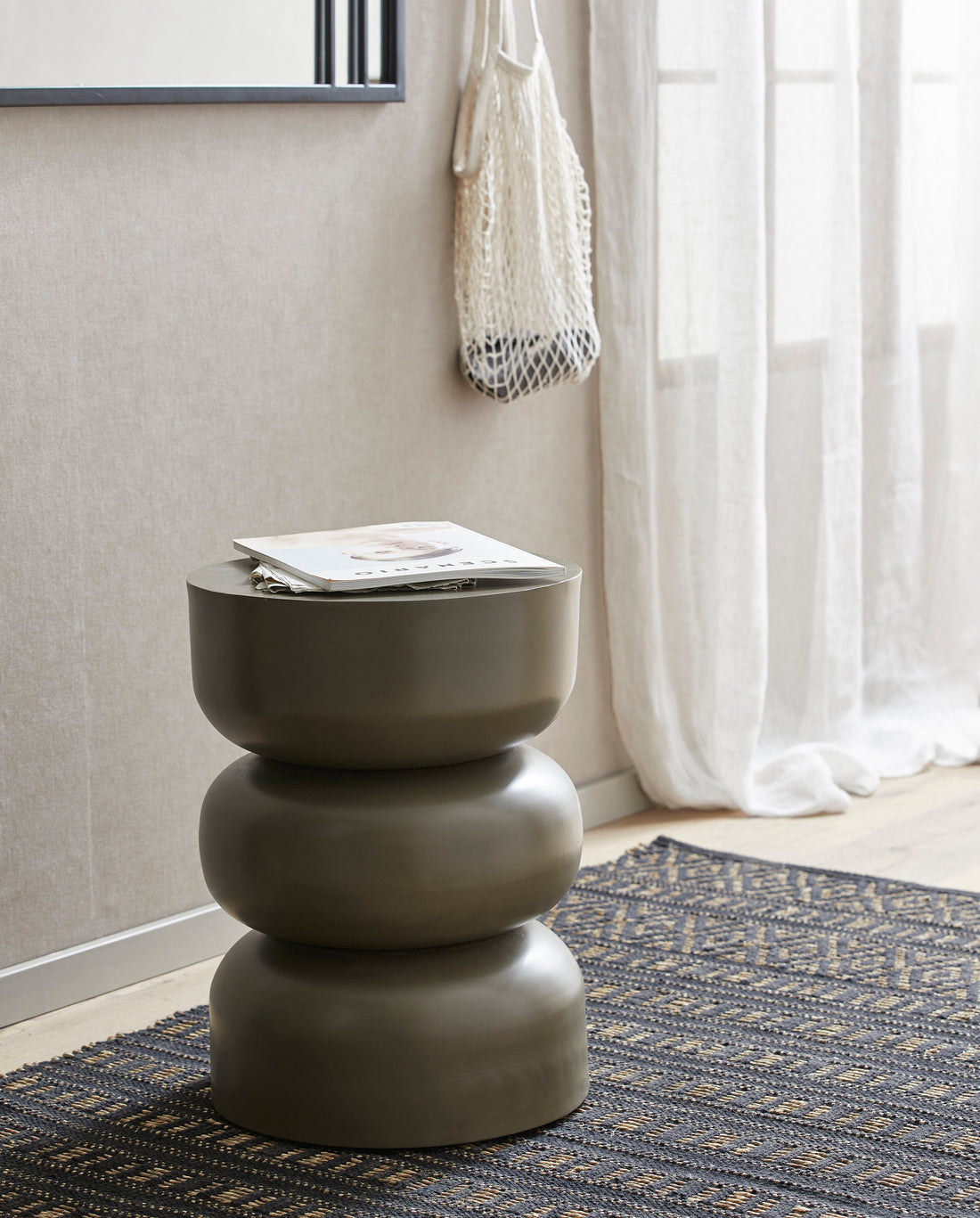 FARAH tæppe i bomuld og søgræs 250x100 cm - sort/natur