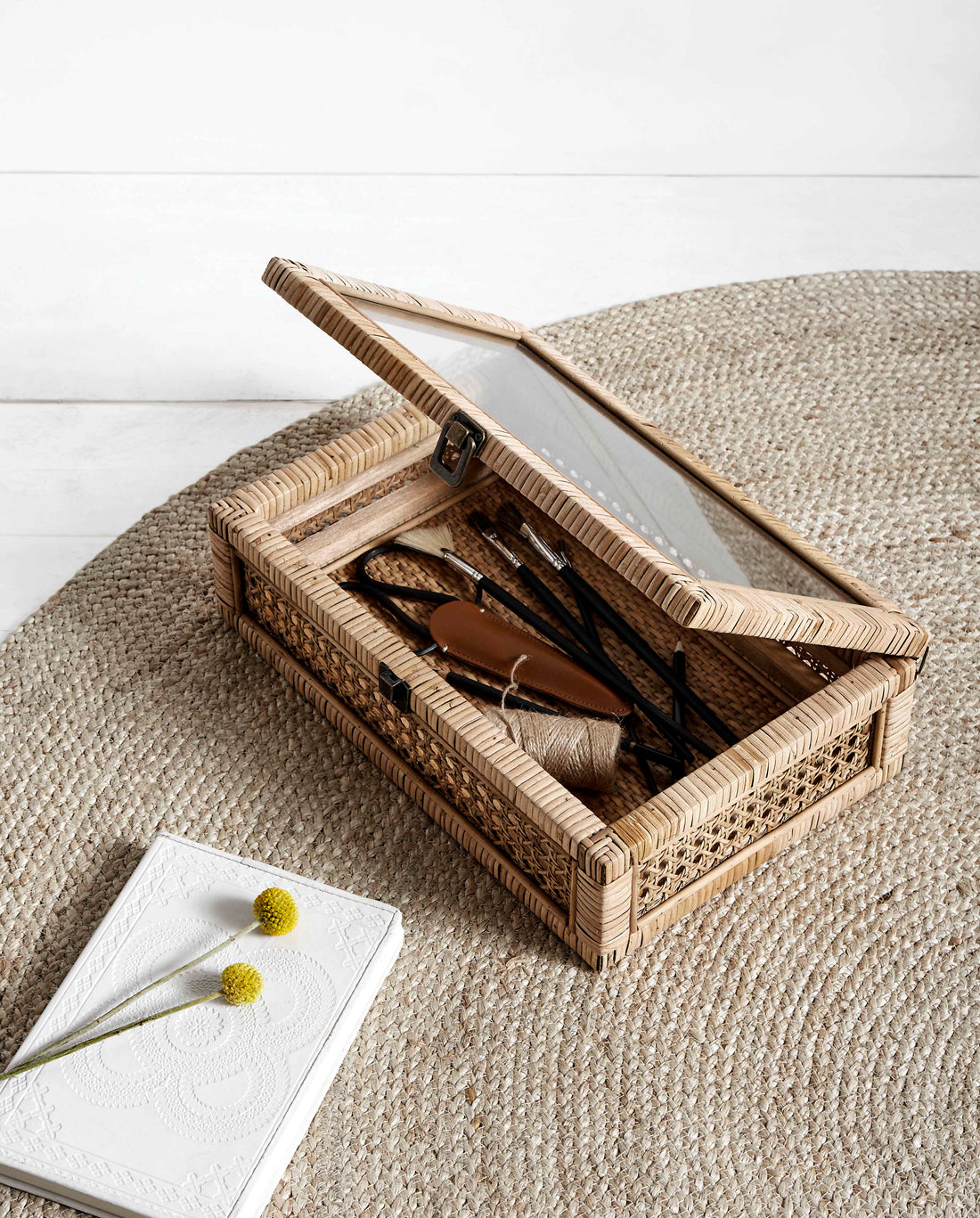 Rundt tæppe i jute - ø150 cm - natur