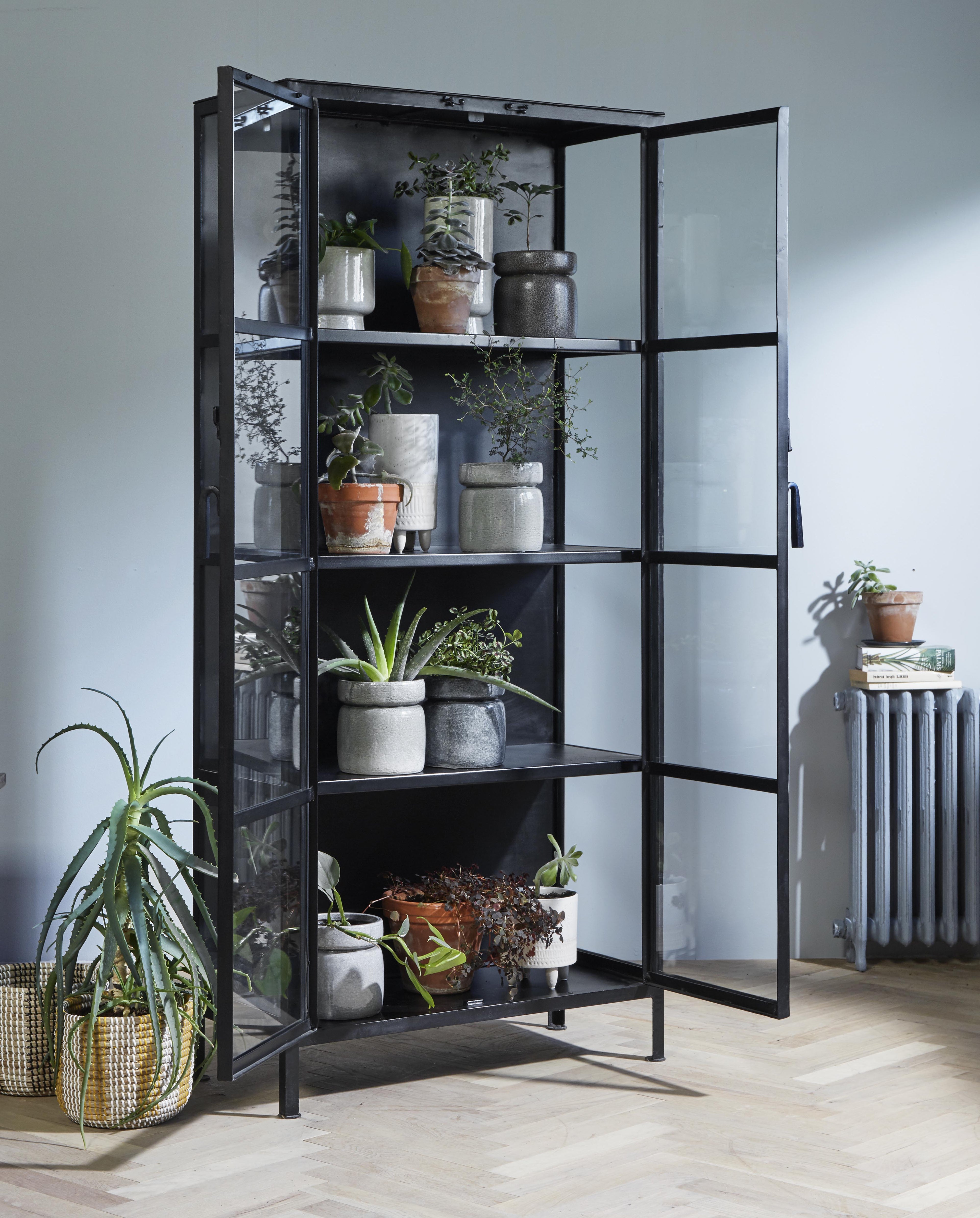 PHOENIX vitrineskab i jern - 175x80 - sort