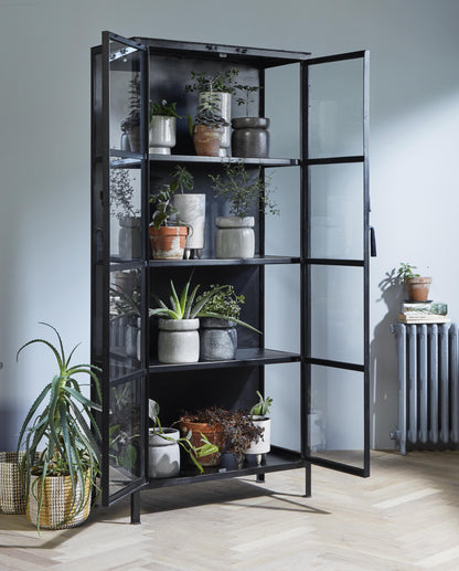 PHOENIX vitrineskab i jern - 175x80 - sort
