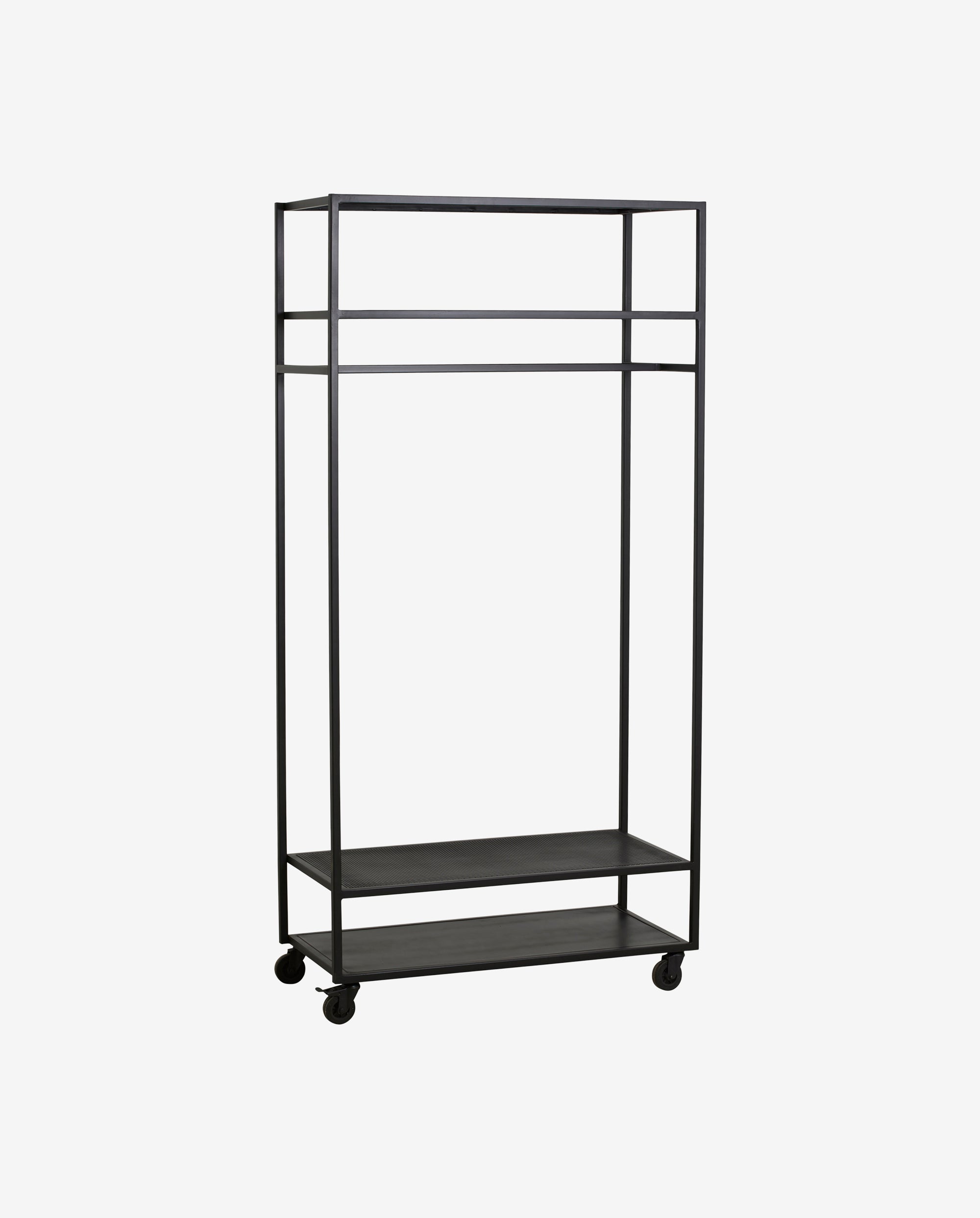 ALTA garderobestativ i jern med hjul - 190x93 cm - sort