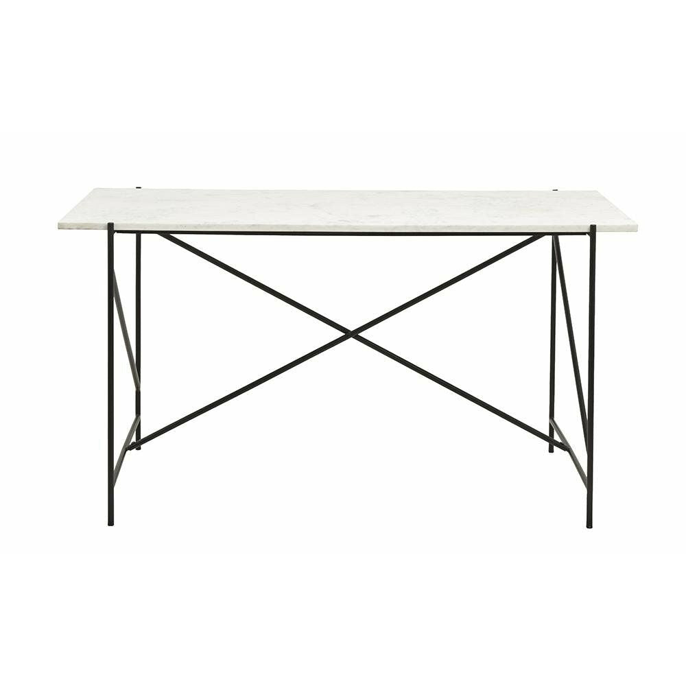 Nordal DEE spisebord / arbejdsbord i jern og marmor - 142x70 - hvid/sort