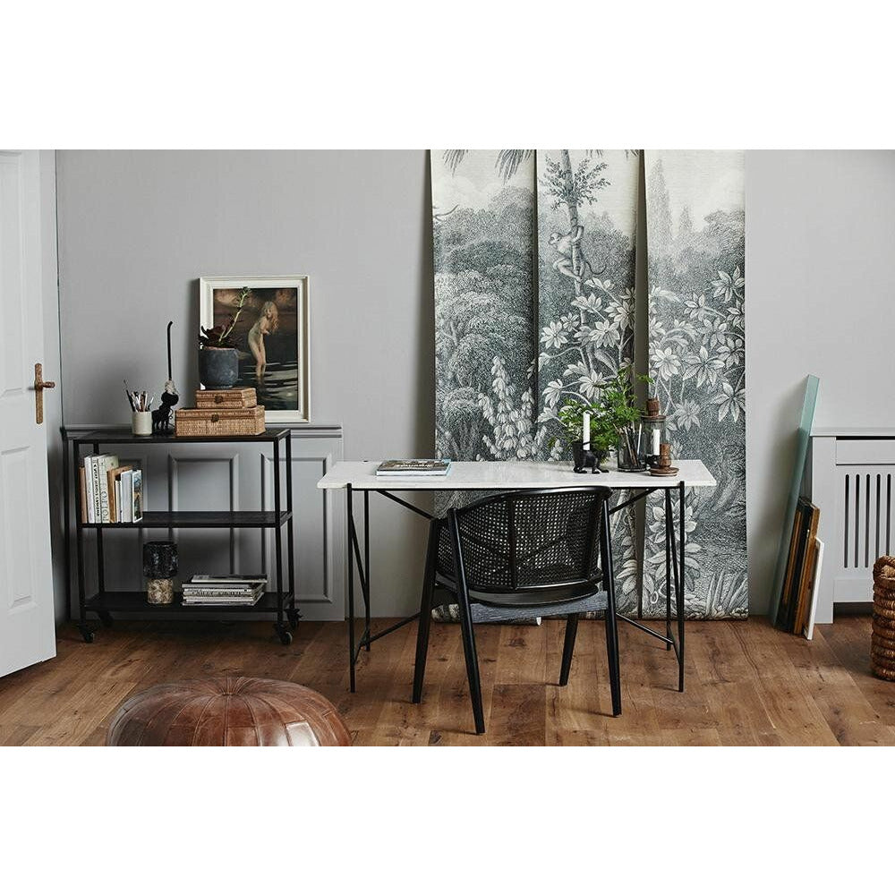Nordal DEE spisebord / arbejdsbord i jern og marmor - 142x70 - hvid/sort